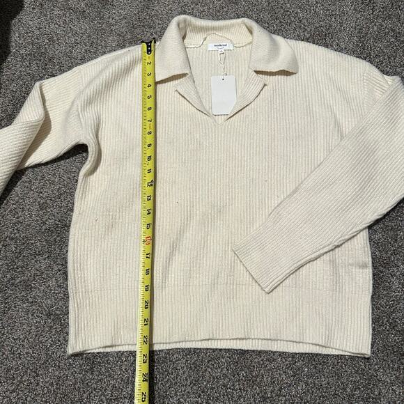 WEEKEND LOS ANGELES Women's Notched Collar Sweater Size S In Cream - Picture 10 of 12